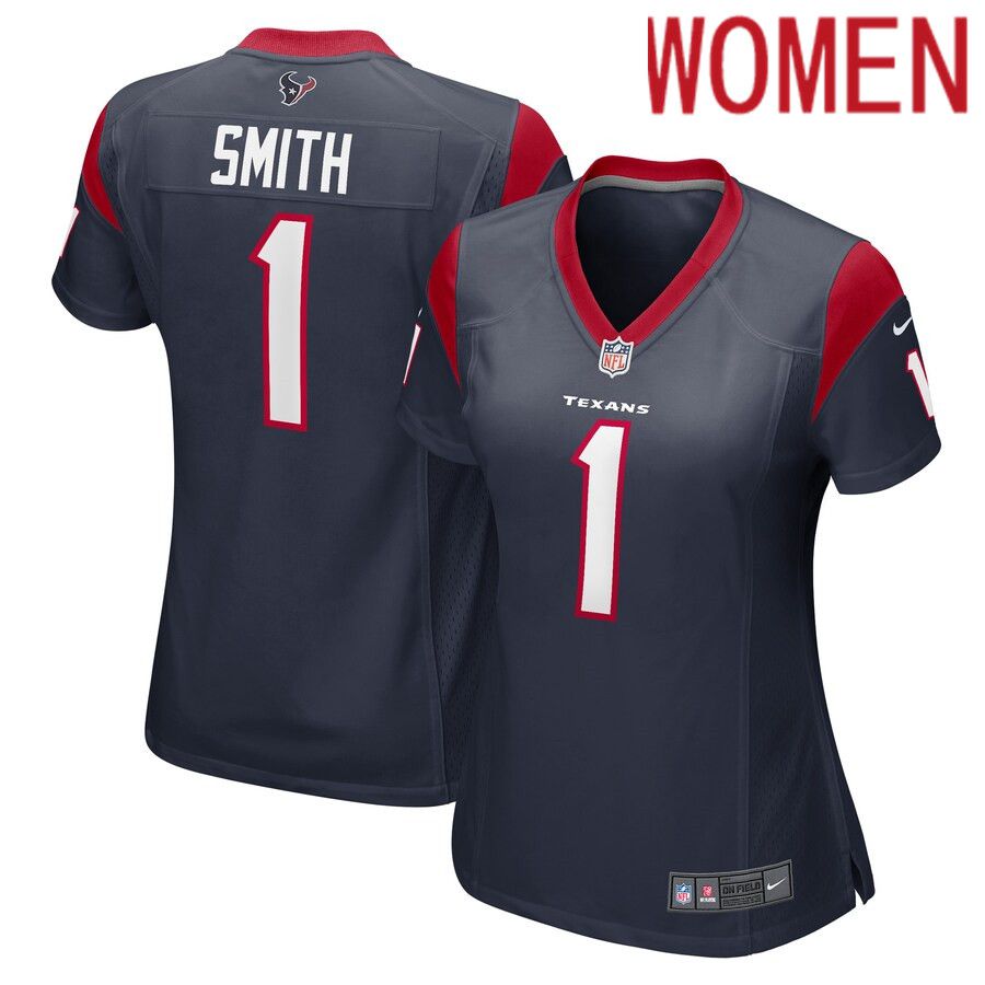 Women Houston Texans #1 Tremon Smith Nike Navy Team Game Player NFL Jersey
